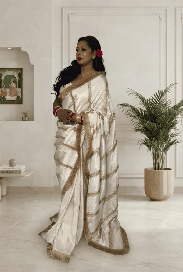 Padmavat Collection Pure Tissue Silk Saree with Heavy Kiran Lace