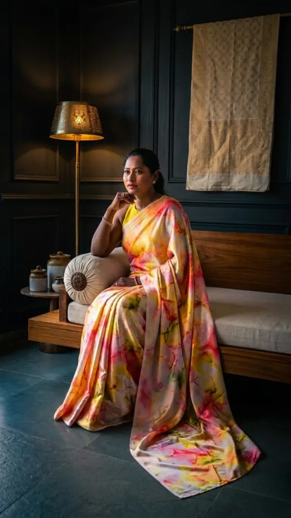 Lightweight Handloom Murshidabad Silk Saree in Multicolor Pastel Hue