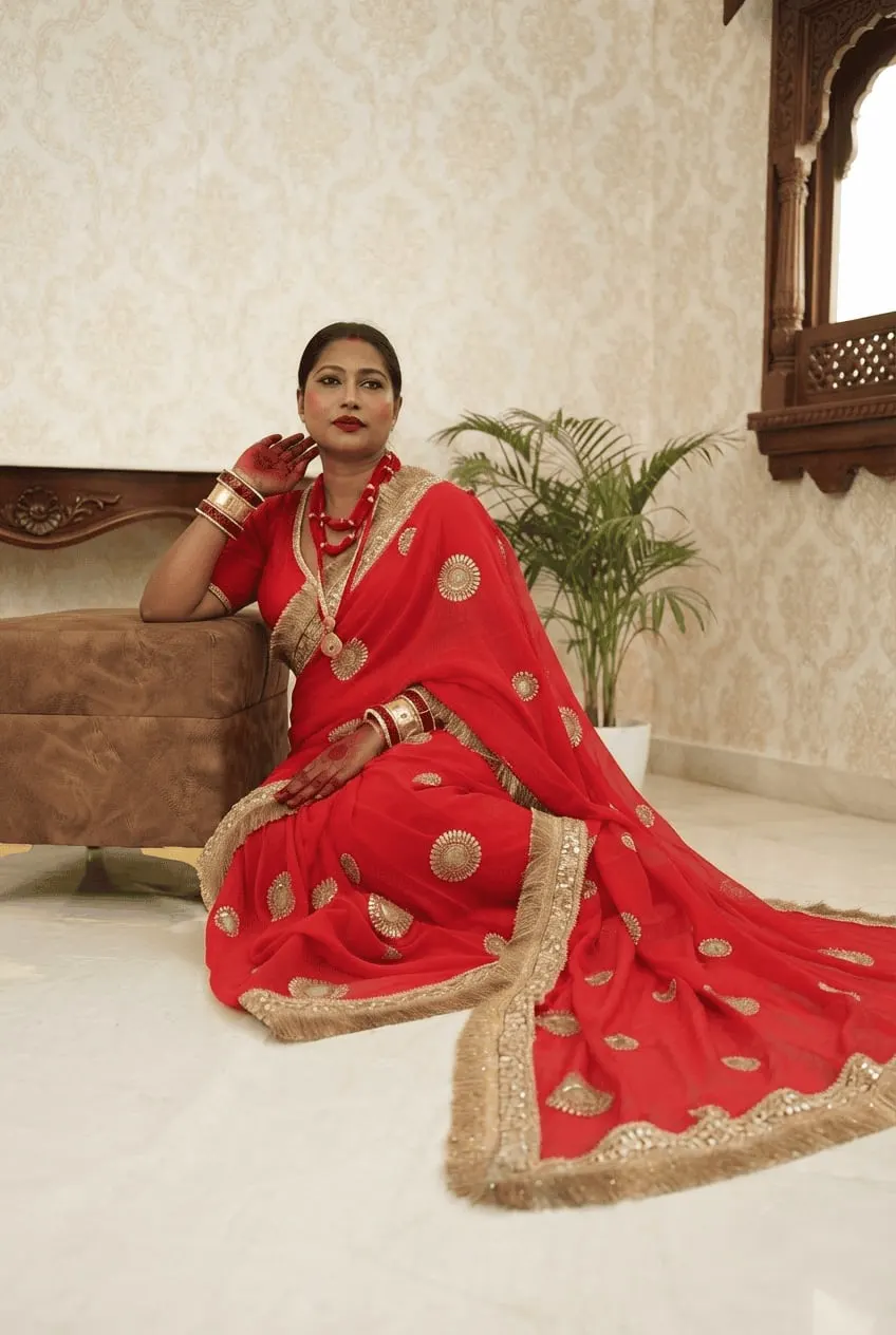 Pure Georgette Bridal Saree photo 3