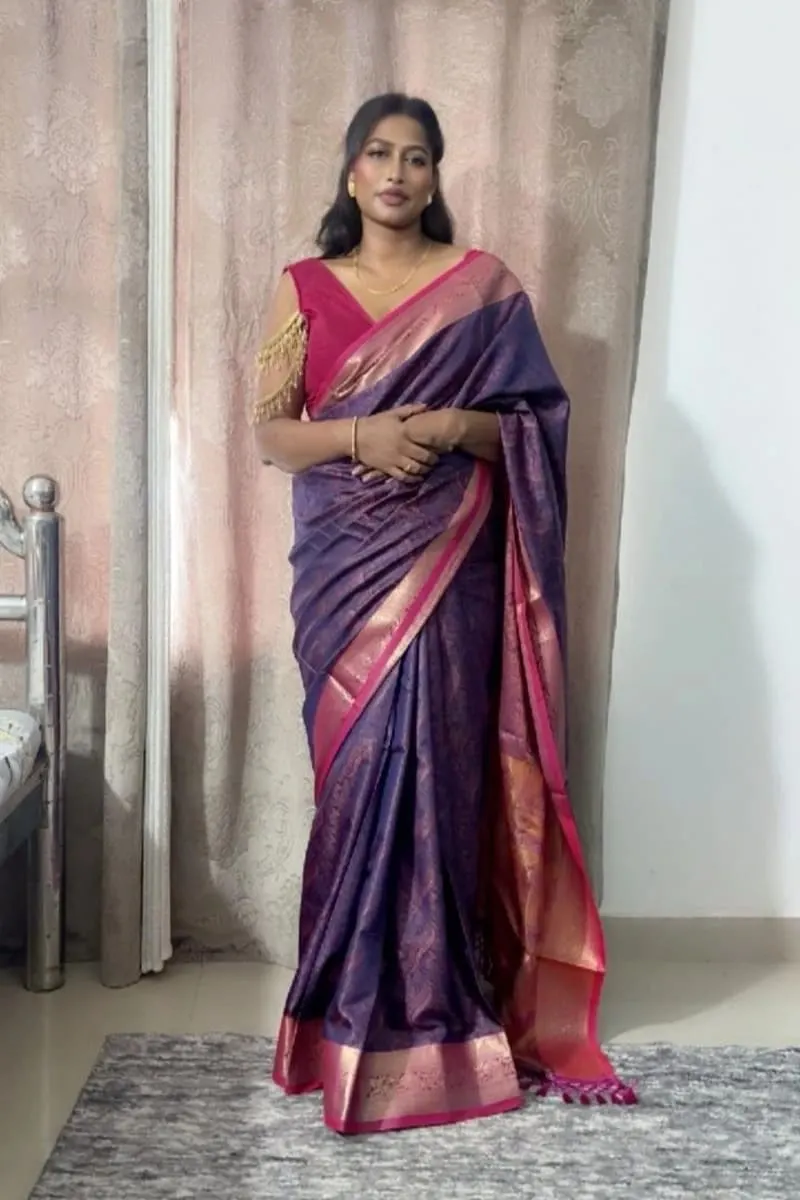 Purple Royal Pashmina Saree
