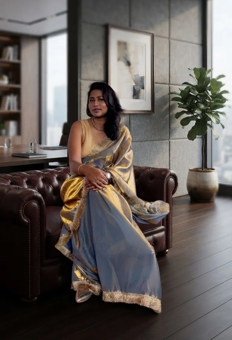 Metallic Finish Silk Saree photo 2