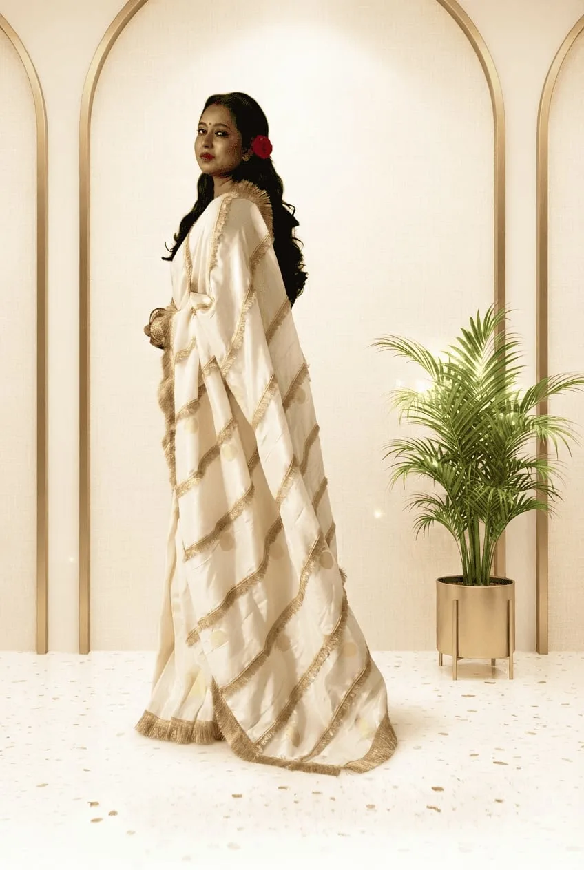 Padmavat Collection Pure Tissue Silk Saree with Heavy Kiran Lace photo 2